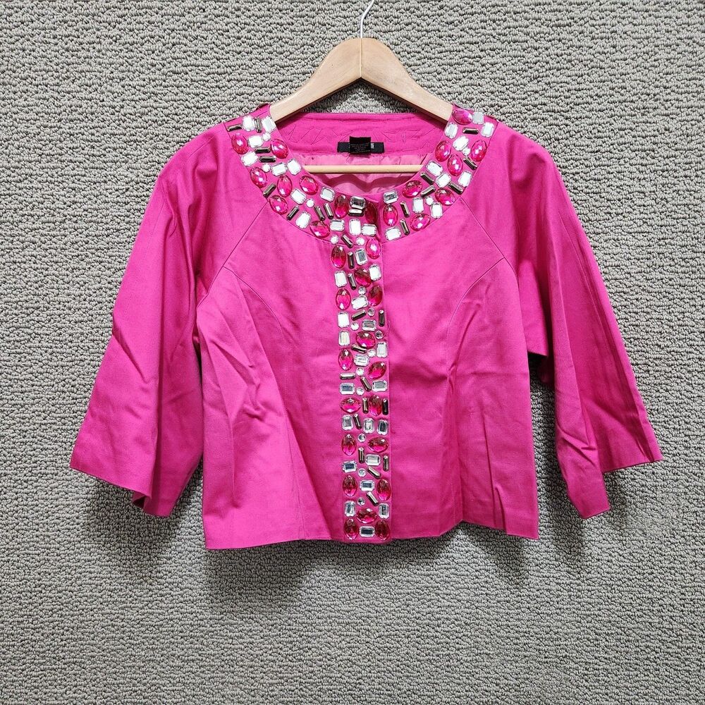 MOKA SPORT Pink Jeweled Embellished Jacket Blazer Women’s Size L